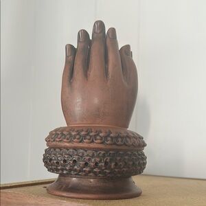 🍁Inscence Brown Clay Hand Vintage Sculpture